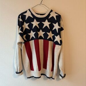 Structure 80s Patriotic Stars and Stripes July 4 America Knit Sweater